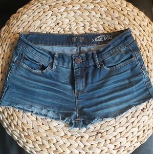 Distressed denim shorts